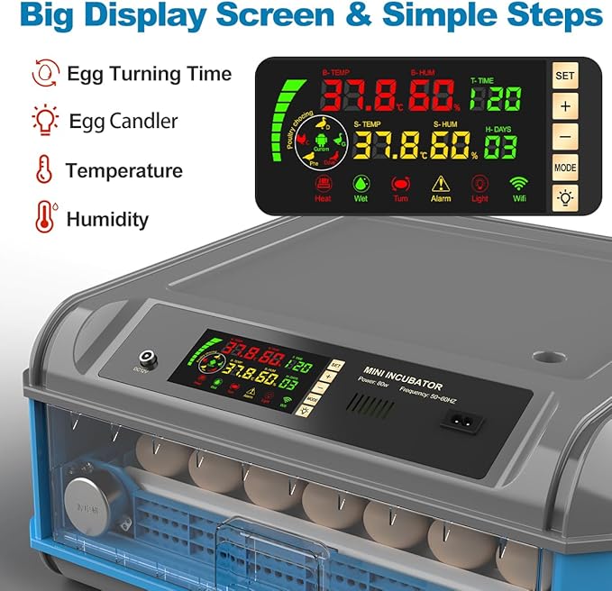 Upgraded Egg Incubator for Hatching Eggs - Chicken Egg Incubator with Automatic Egg Turning, Humidity Control, Water Adding System, Egg Candler, Ideal for Chicken, Duck, Quail Eggs (36 Eggs) - Image 2