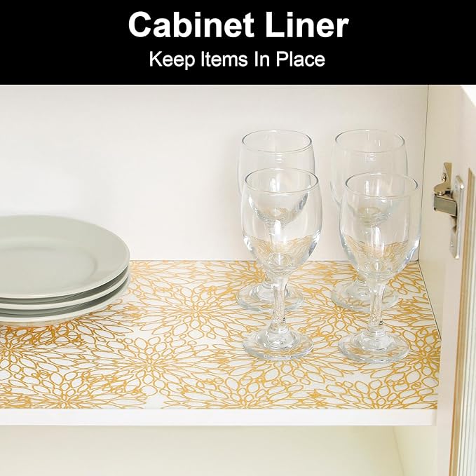 Cooyes Shelf Liners for Kitchen Cabinets, Waterproof and Oil-Proof Kitchen Cupboard Liner, Refrigerator Liners and Plastic Drawer Mats EVA Non Adhesive Shelves（17.5" W x 197" L） - Image 4