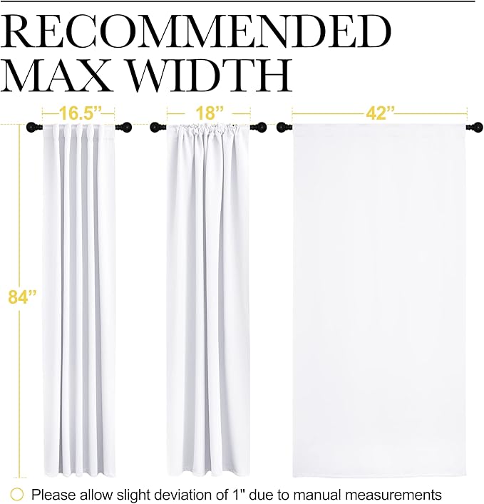 NICETOWN Living Room Curtains - (White Color) W42 x L84, Set of 2, Home Decor Modern Drapery Panels for Office/School/Hospital Window - Image 7
