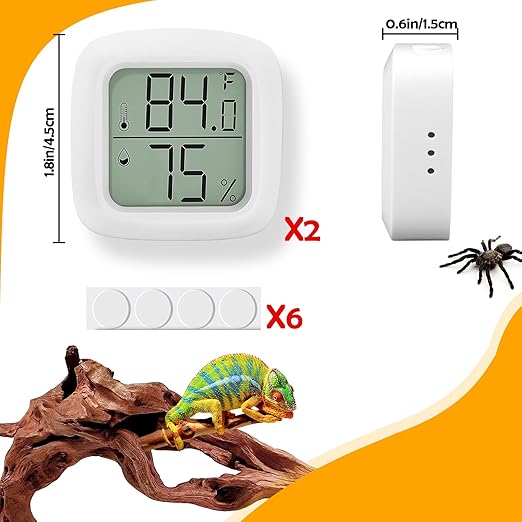 2 PCS Reptile Thermometer and Humidity Gauge With On-Off, Tank Accessories for Jumping Spider, Leopard Gecko, Hermit Crab, Ball Python, Lizard - Image 7