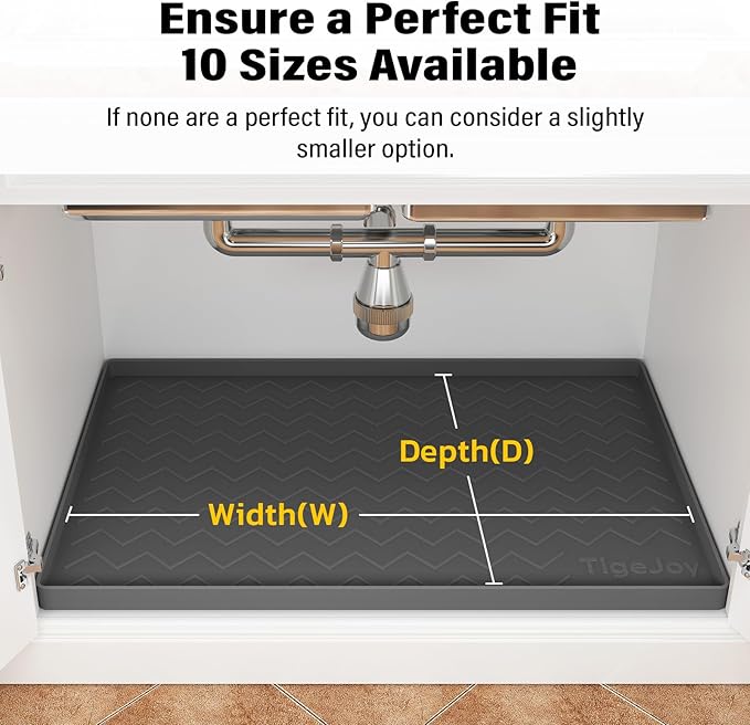TigeJoy 28" x 22" Under Sink Mats for Kitchen Waterproof, Leak-Proof Silicone Mat Sink Protector and Cabinet Liner, Kitchen Essentials Organizer and Storage, Boot or Shoe Tray, Pet Feeding Mat - Image 6