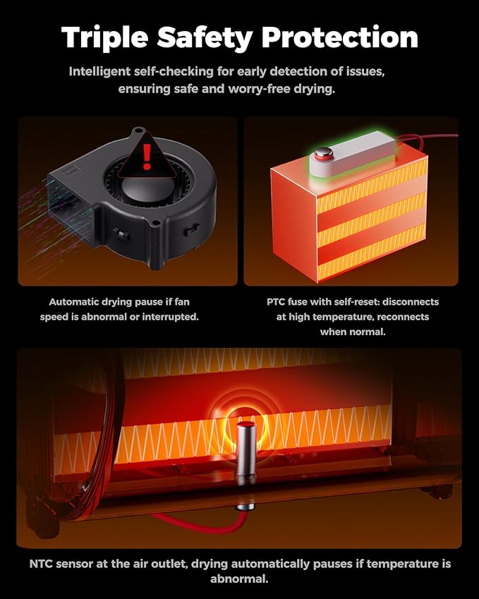 Creality Filament Dryer, Space Pi X4 Filament Storage Box for 4 Spools, Dual Independent Heating Chambers, 85℃ Max Temperature, Compatible with 1.75mm 2.85mm PLA PETG ABS TPU PC PA PAHT - Image 5