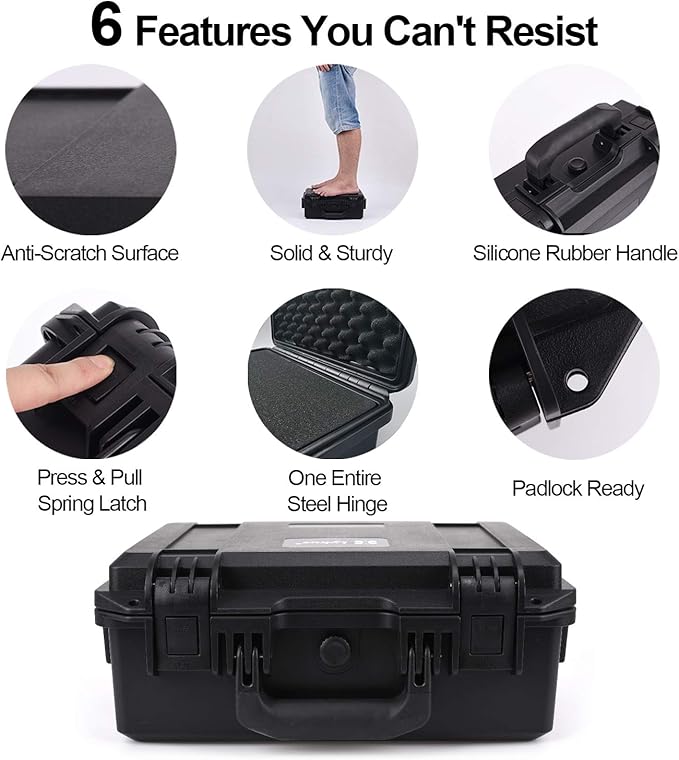 Lykus HC-3810 Waterproof Hard Case with Customizable Foam Insert, Interior Size 14.96x11.02x5.3 in, Suitable for camera,lens,drone,mic,flashlight,telescope,action cam,electronics,tools,and more - Image 5