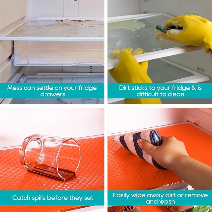Red Fridge Liners Shelf Liner for Kitchen Cabinets Refrigerator Liners Waterproof & Oil-Proof Kitchen Cupboard Liner Non Adhesive Drawer Mats EVA Material for Shelves 11.8 x 393.7 Inches - Image 6