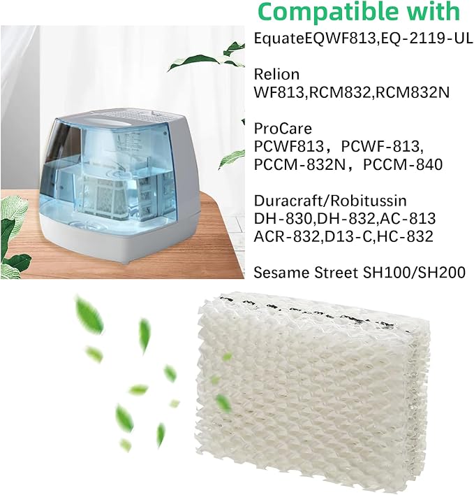 kakofaci 4 Pack WF813 Humidifier Filters Replacement Compatible with Equate EQWF813 PCWF813 Relion RCM832 RCM-832N Protec RWF813 EQ-2119-UL PCCM-832N Cool Mist Humidifiers Wick Filter - Image 3