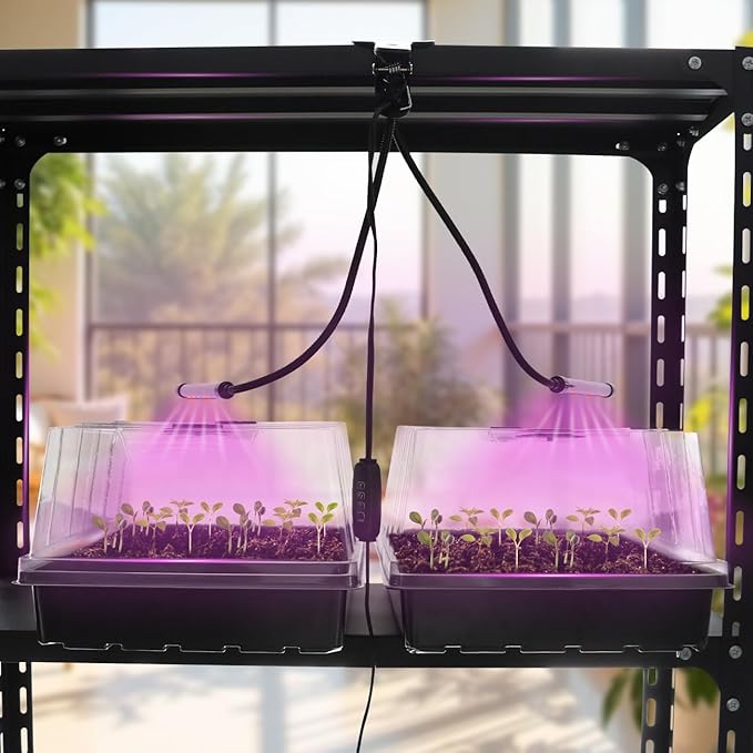 Seed Starter Tray with Grow Lights – 4 Pack Seedling Trays with 5" Humidity Domes & 4 LED Light Heads, Adjustable Timer, Full Spectrum for Indoor Germination, Herbs, Vegetables, Flowers - Image 6