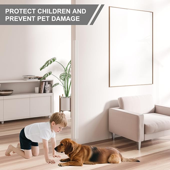 Clear Corner Guards for Walls,4PCS Plastic Wall Corner Protector for Prevent to Claw,Wall Corner Guards with Adhesive Back Glue for Cover Stair Corner (47.2inx1.18in/120cmx3cm) - Image 2