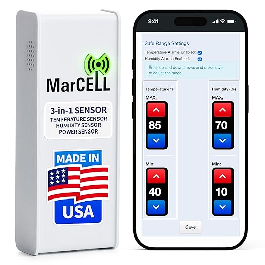 MarCELL Cellular Temperature, Humidity & Power Monitor (Verizon) - Made in The USA - RVs, Pet Safety Monitoring, Second Home Monitoring, Greenhouse Monitoring,- 24/7 Monitoring & Instant Alerts by MarcellMonitoringSystems