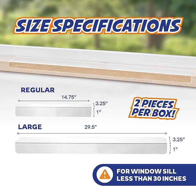 Panther Armor Window Sill Protector 2 Pack, Window Sill Cover and Windowsill Protector for Dogs and Cats, Clear Window Ledge Protector, Fits 29.5 x 3.25 Inch Sills, Easy Stick On Install, Large - Image 4