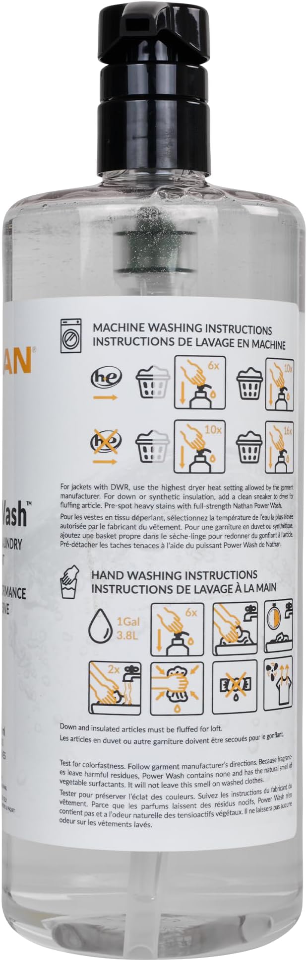 Nathan Power Wash Detergent, Natural Sport Detergent for Active Wear, Sports Equipment, Gets Rid of Odors and Stains - Image 3