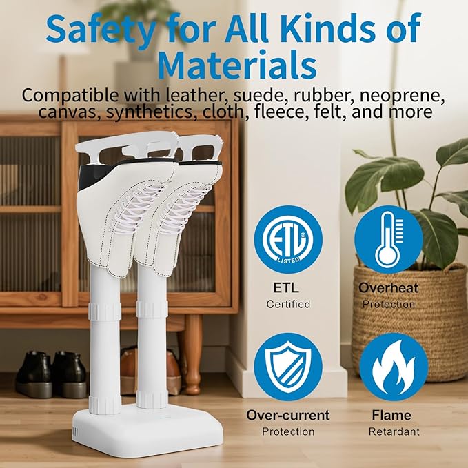 Boot Dryer Shoe Dryer for Work Boots Sneakers and Gloves, No Heat Ultra Low Temperature Drying, Fanless Noiseless Boot Warmer Deodorizer - Image 2