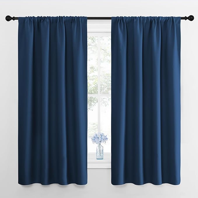 NICETOWN RV Blackout Curtains for Camper Windows, Moroccan Blue, 29" Wide by 50" Long, 2 PCs, Short Blackout Curtains & Drapes, Thermal Insulated Blackout Curtain Panels for Kids Room, Play Room by NICETOWN
