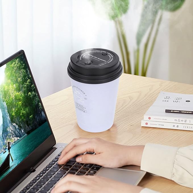 Coffee Cup Humidifier, Compact Lightweight Cute Desktop Humidifier for Baby Bedroom Travel Office Home Use - Image 2