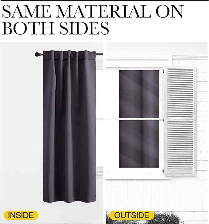 NICETOWN Kitchen Blackout Window Curtain Panel, Greyish Purple, 1 Panel, 55 by 96 inches Long, Home Fashion Thermal Insulated Solid Grommet Room Darkening Drape for Apartment - Image 5