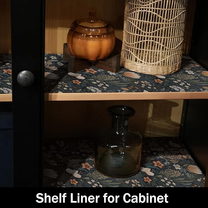 Vintage Floral Drawer Liner, Non-Adhesive and Strong Non-Slip Floral Shelf Cabinet Drawer Liners for Kitchen, Waterproof Cupboard Liners,Easy to Clean,12IN x 10FT,Dark Green - Image 9