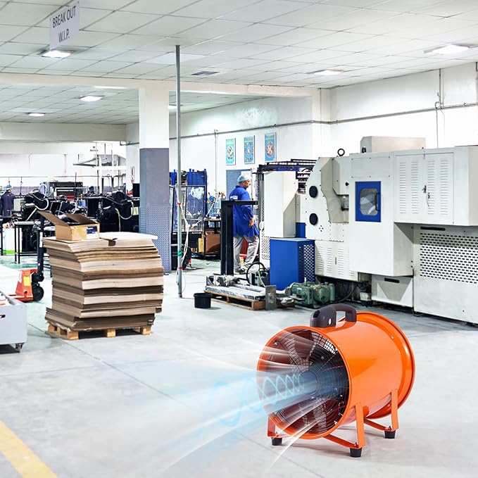 12 in Utility Blower Exhaust Fan with 32.8 ft Duct, 3500 r/min & 3500 CFM Heavy Duty Blower Fan, High Velocity Low Noise Extraction and Ventilation Fan for Ventilating Workshops, Confined Space - Image 8