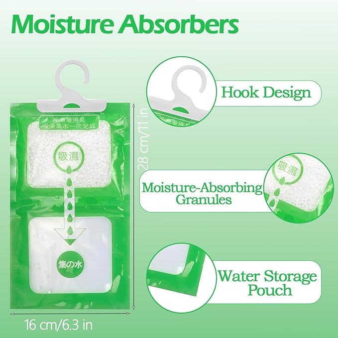 Dehumidifier Bags 12 Pack，Moisture Absorbers for Closet,Humidity Packs, Humidity Absorber in Wardrobes, Bedrooms, Bathrooms - Image 6