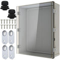 MAKERELE Extra Large Outdoor Electrical Box Waterproof IP67 large Junction Box 2 NPT 1”Glands and Adjustable Clamp*2 Hinged Cover Waterproof Clear Box (23.6"*19.7"*8.7") by MAKERELE