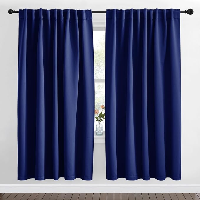 NICETOWN Blackout Curtain Panels Window Draperies - (Royal Blue Color) 70x72 inch, 2 Pieces, Insulating Room Darkening Blackout Drapes for Bedroom by NICETOWN