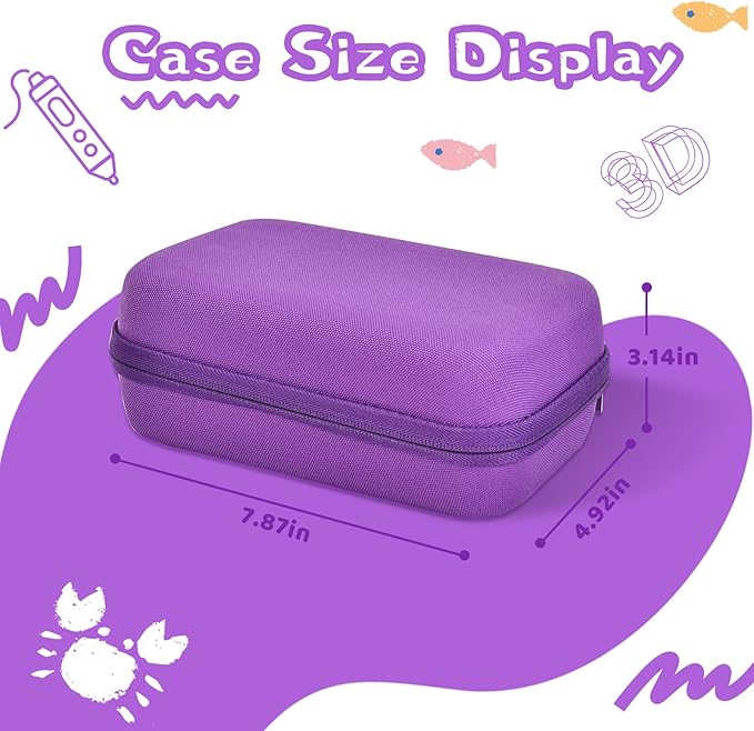 Case Compatible with 3Doodler Start+ Essentials for 3D Pen Set for Kids, Carrying Holder Fit for Printing Pens, Storage Organizer for Printing Filament Refill, Micro-USB Charger (3D-02-Purple) - Image 2
