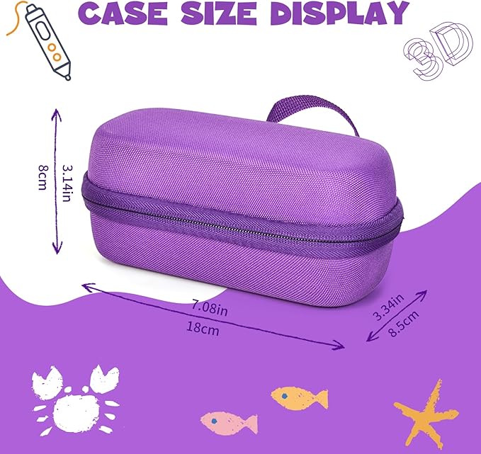Case Compatible with 3Doodler Start+ Essentials for 3D Pen Set for Kids, Carrying Holder Fit for Printing Pens,Storage Organizer for Printing Filament Refill,Micro-USB Charger (3D-01-Purple) - Image 2