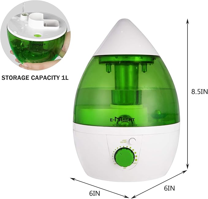 TRY & DO Small Plant Humidifier Indoor Up to 12 Hours 1L Air Humidifier With Optional Night Light 360° Nozzle Humidifiers for Bedroom - Image 7