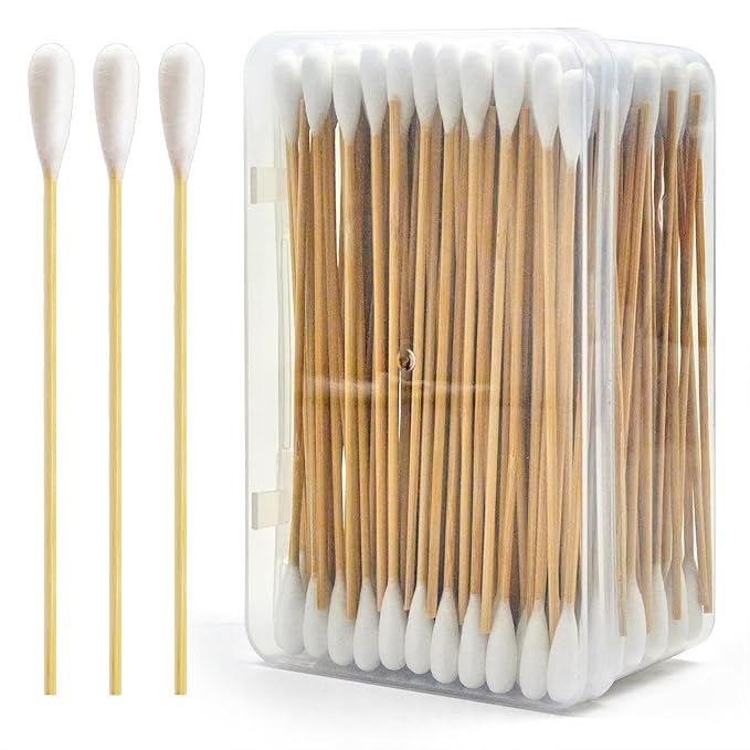 200PCS Large Cotton Swabs in Storage Box - 6 Inches Long Cotton Swab with Bamboo Handle - Soft, Lint Free, Highly Absorbent Single Tipped Applicators for Dog Care, Makeup & Home Cleaning - Image 7
