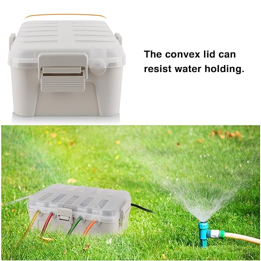 Flemoon Outdoor Electrical Box with Transparent Lid, IP54 Waterproof Electrical Box Outdoor, Large Weatherproof Extension Cord Cover with Clear Cover for Photocell Light Sensor Timer, Outlet, Almond - Image 7