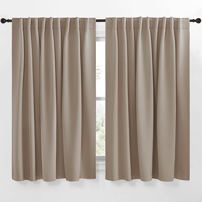 NICETOWN Blackout Curtain Panels Window Draperies - (Taupe Color) 70x63 inch, 2 Pieces, Insulating Room Darkening Blackout Drapes for Bedroom by NICETOWN