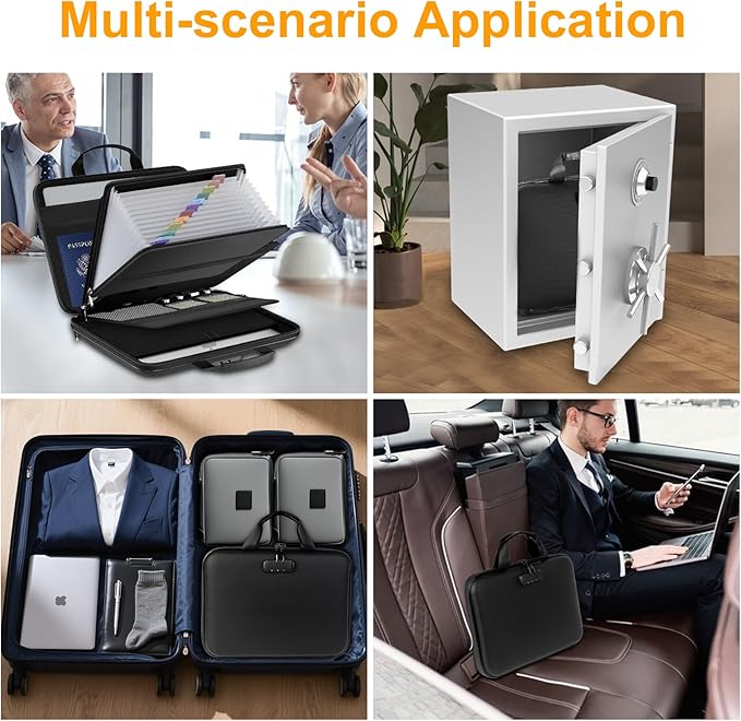Fireproof Document Box with Lock, Portable Hard-Shell Case Fireproof File Box for Documents, Waterproof Document Box File Organizer for Important Documents/Certificates/Laptop/for Home or Travel - Image 7