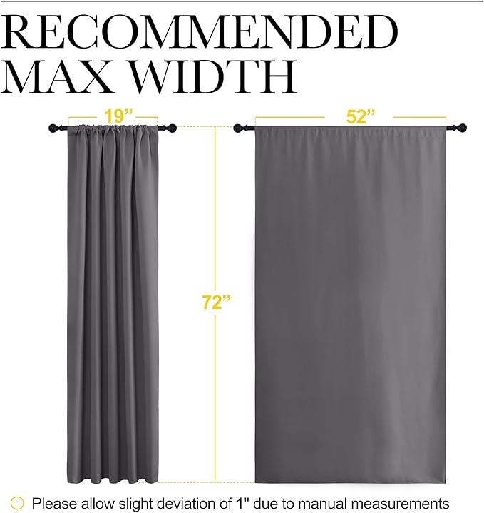 NICETOWN Blackout Curtain Panels for Window - Thermal Insulated Rod Pocket Blackout Drapes/Draperies for Dining Room (2 Panels, W52 x L72 inches, Grey) - Image 7