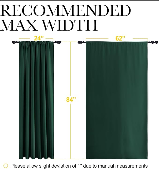 NICETOWN 2 Panels Blackout Curtains, Rod Pocket Thermal Insulated Drapes 84 inches Long, Easy-Care Modern Home Decoration Sunshades for Guest Room, Living Room, Office, 62 x 84 Inch, Hunter Green - Image 6