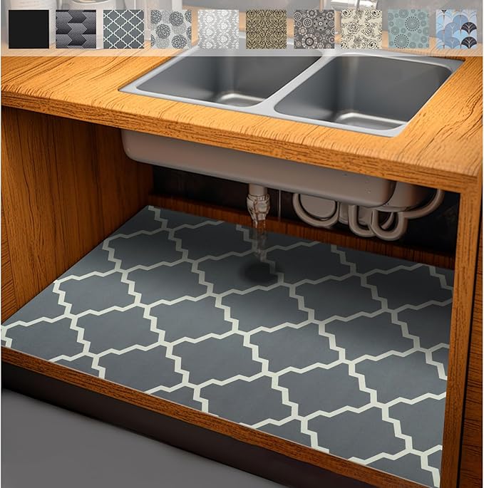 AiBOB Waterproof Under Sink Mat, Absorbent Quick Dry Sink Liners Protect Cabinets, Durable Shelf Liners, Slip Resistant and Non-Adhesive, 24X36, Grey by AiBOBGoodValueChairmatforFloorProtection