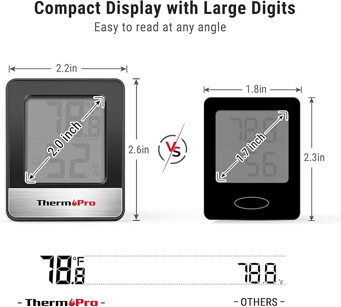 ThermoPro TP49 Digital Hygrometer Indoor Thermometer Humidity Meter Room Thermometer with Temperature and Humidity Monitor Mini Hygrometer Thermometer - Image 4