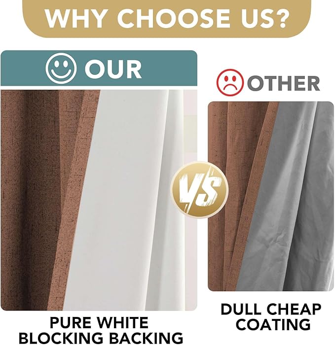 H.VERSAILTEX 100% Blackout Curtains for Bedroom Thermal Insulated Linen Textured Curtains Heat and Full Light Blocking Drapes Living Room Curtains 2 Panel Sets, Washed Spice, 52x54 Inch - Image 3