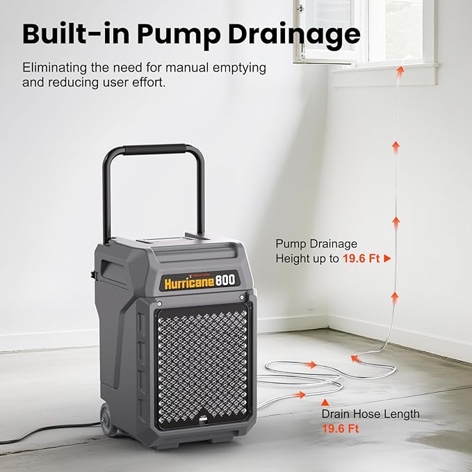 Abestorm 170 Pints Commercial Dehumidifiers with Pump & Drain Hose, Portable Industrial Dehumidifier for Water Damage Restoration, Basements, Warehouses - Covers Up to 2,100 Sq.Ft - 5-Year Warranty - Image 5