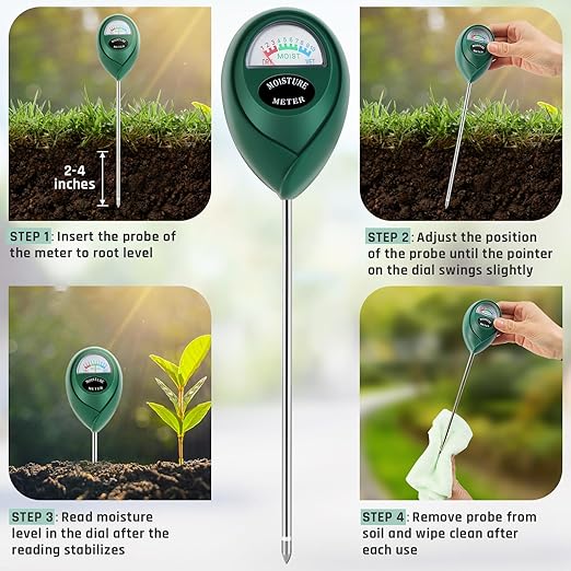 Plant Moisture Meter, Plant Water Meter, Soil Moisture Meter for House Plants for Garden, Lawn, Farm, Indoor & Outdoor Use, No Batteries Required (Green + Black) - Image 4