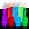 AMOLEN Silk Glow in The Dark Filament Multicolor, Glow Filament Silk Green, Blue, Purple, Orange Red 1.75mm PLA Filament, Dimensional Accuracy +/- 0.02 mm, 200g X 4 Pack by AMOLEN