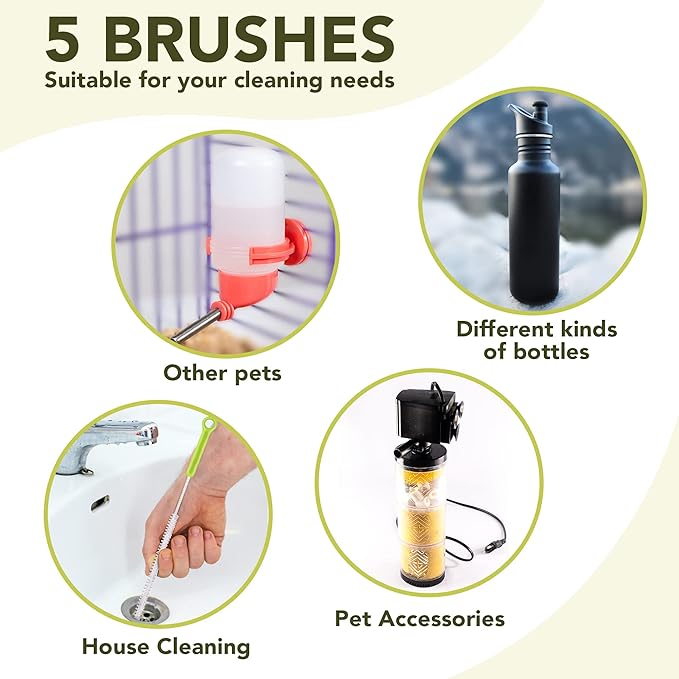 Vila 5-Pack Reusable Straw Pipe Cleaner Brush Set, Long Pipe Brush Cleaner Tool Kit, Nylon Cleaning Brush for Water Bottle, Teapot, Narrow Neck Glass Containers, Baby Bottle, Jug, Hookah, Hydro Flask - Image 3