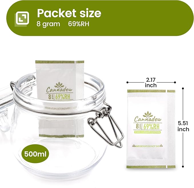 69% RH, 8g (15 Pack) Cannadew Humidity Packs Two-Way Humidity Control Pack – Moisture Absorbers & Hydration Packets for Storage - Image 2