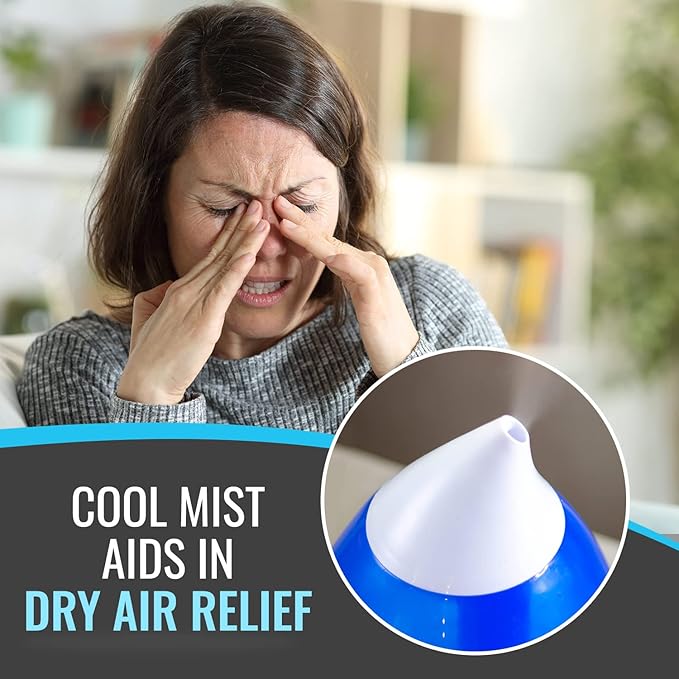 Habitat Cool Mist Ultrasonic Humidifier with Large 2.5L Tank, Whisper Quiet Humidifier with LED Light for Bedroom, 24 Hours of Continuous Mist, Blue (Pack of 1) - Image 2