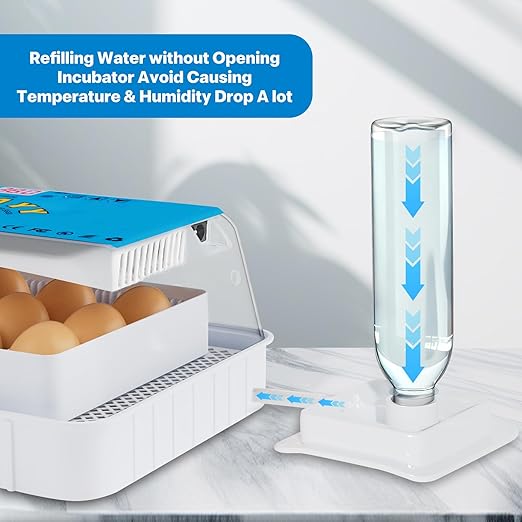 Incubators for Hatching Eggs 15-35 Eggs Incubator with Automatic Egg Turning and ℉Temperature Display LED Candler Poultry Incubator for Hatching Chicken Duck and Quail Incubator (Blue) - Image 6