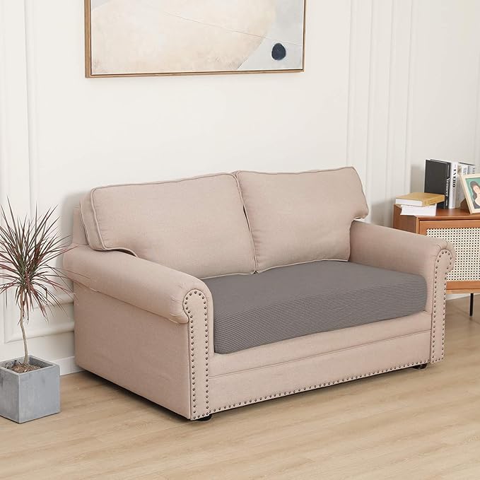 Easy-Going Stretch Loveseat Cushion Cover Sofa Cushion Furniture Protector Sofa Seat Sofa Slipcover Sofa Cover Soft Flexibility with Elastic Bottom(Loveseat Cushion, Taupe) - Image 2