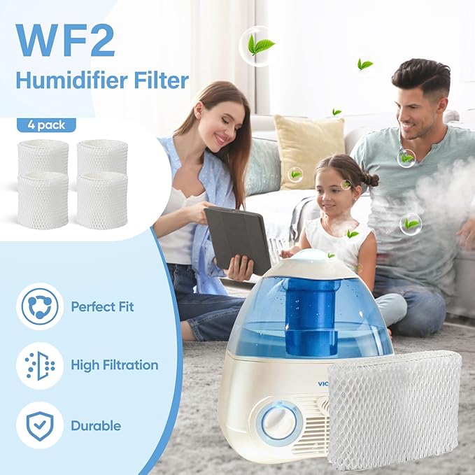 4 Pack WF2 Humidifier Wick Filter Replacement for Vicks Kaz V3500N V3700 V3100 V3900 Sunbeam 1118 1119 Series for Honeywell HCM-300T HCM-315T HCM-350 WA-8D Enviracaire ECM-500 Humidifier WF2 & PWF2 - Image 5