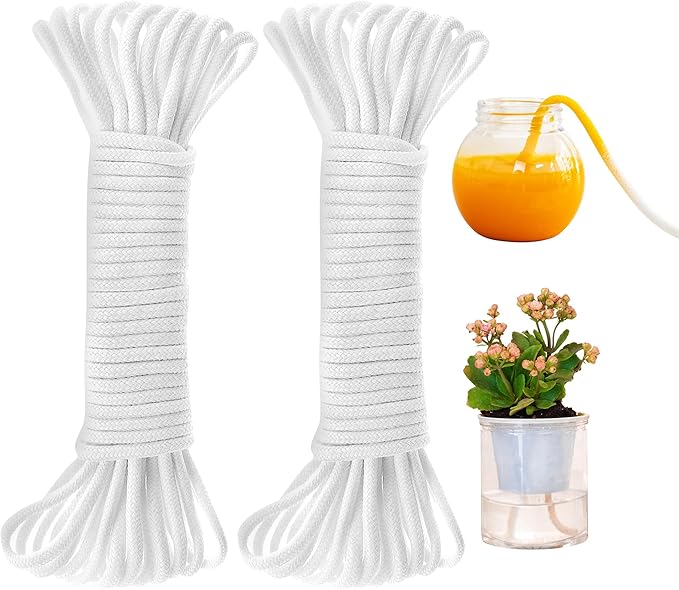 ORIMERC 60 feet 1/6 inch Self Watering Wick Cord for Vacation Self-Watering Planter Pot DIY Automatic Watering Device System Potted Plant Sitter Auto Drip Waterer to Water African Violet by OrimercGarden