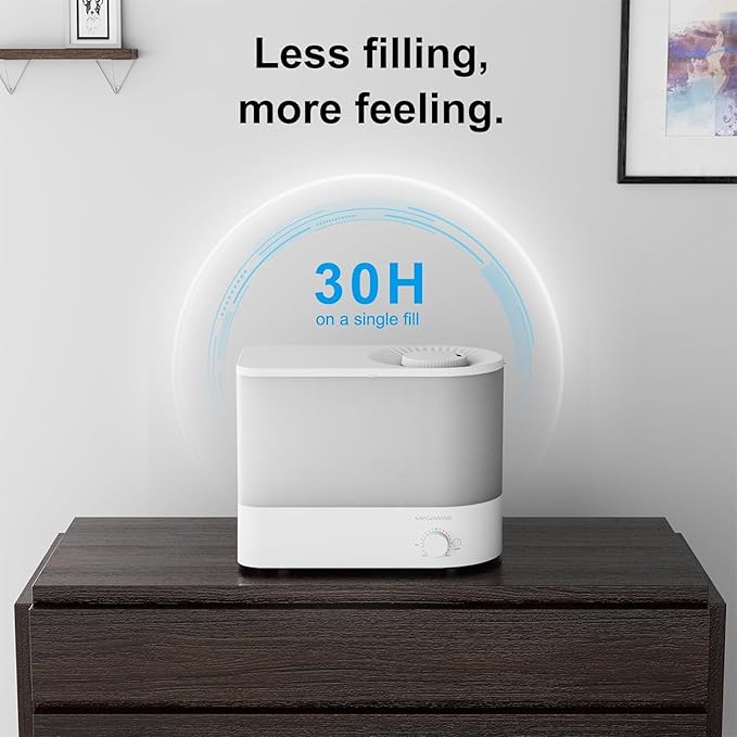 MEGAWISE 2025 Humidifier, 6L Large Capacity, 50H Runtime, Enjoy ultra-quiet, cool mist for your bedroom, nursery, or indoor plants. Top-fill design for effortless convenience (White) - Image 2
