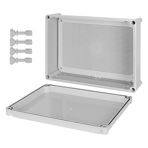 Junction Box，15"x 11"x 5.1" Outdoor Electrical Box with Mounting Plate, IP67 Dustproof Waterproof ABS Plastic Project Box, DIY Electrical Enclosure Gray (380x 280x 130 mm) by HoHaing