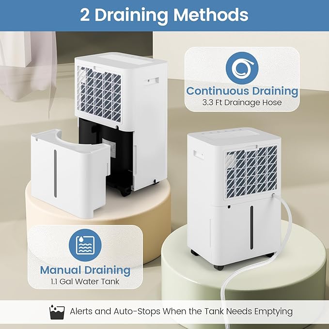 ARLIME 4500 Sq.Ft Dehumidifier for Basement, 54 Pints Dehumidifier with 4L Water Tank, 3 Modes, Timer, Memory, Child Lock, Auto Defrost, LED Display & 3-Color Indicator for Home, Bedroom, Bathroom - Image 5