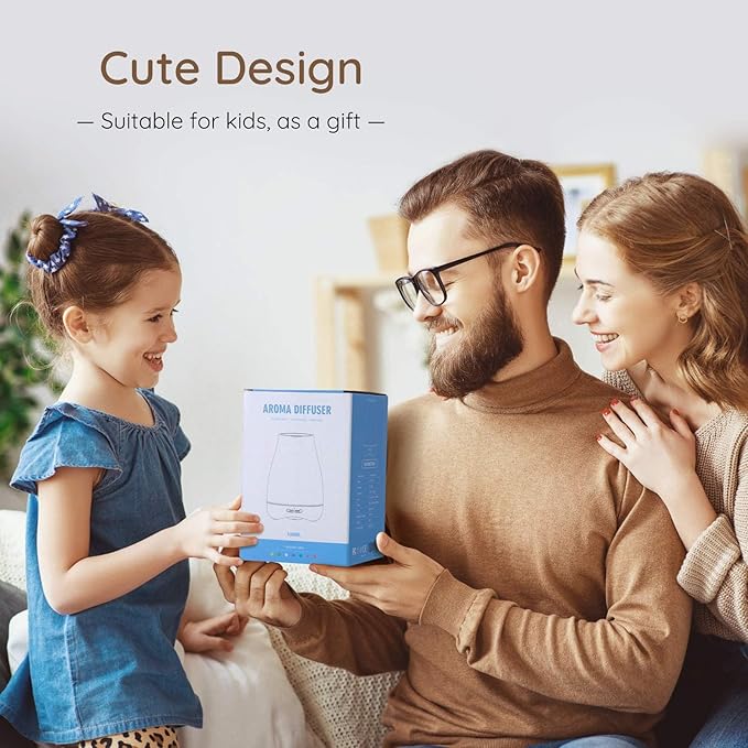 Aromatherapy Essential Oil Diffuser for Room: Air Humidifier Aroma Scent Cool Mist Diffusers Colorful Light Cute Mini Small Waterless Auto Off Ultrasonic for Home Bedroom (Brown Wood Grain) - Image 8