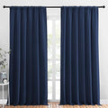 NICETOWN Living Room Curtains, Blackout Draperies, Home Decorations Thermal Insulated Solid Rod Pocket Blackout Drapes for Living Room, Hall (Navy, One Pair, 70 x 95-inch) by NICETOWN